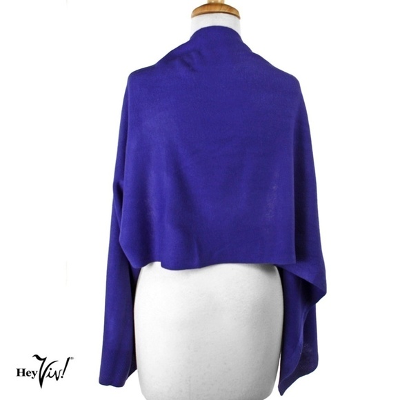 Blue Scarf, Shawl, Shrug - 22" x 60" - Creative Button Up Style from Hey Viv - Picture 3 of 4